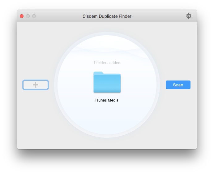 a screen showing the iTunes Media folder and a Scan button on the right side of it