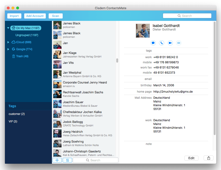 iphone contacts imported to cisdem contactsmate