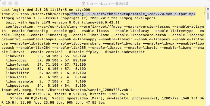 turn vob into mp4 ffmpeg