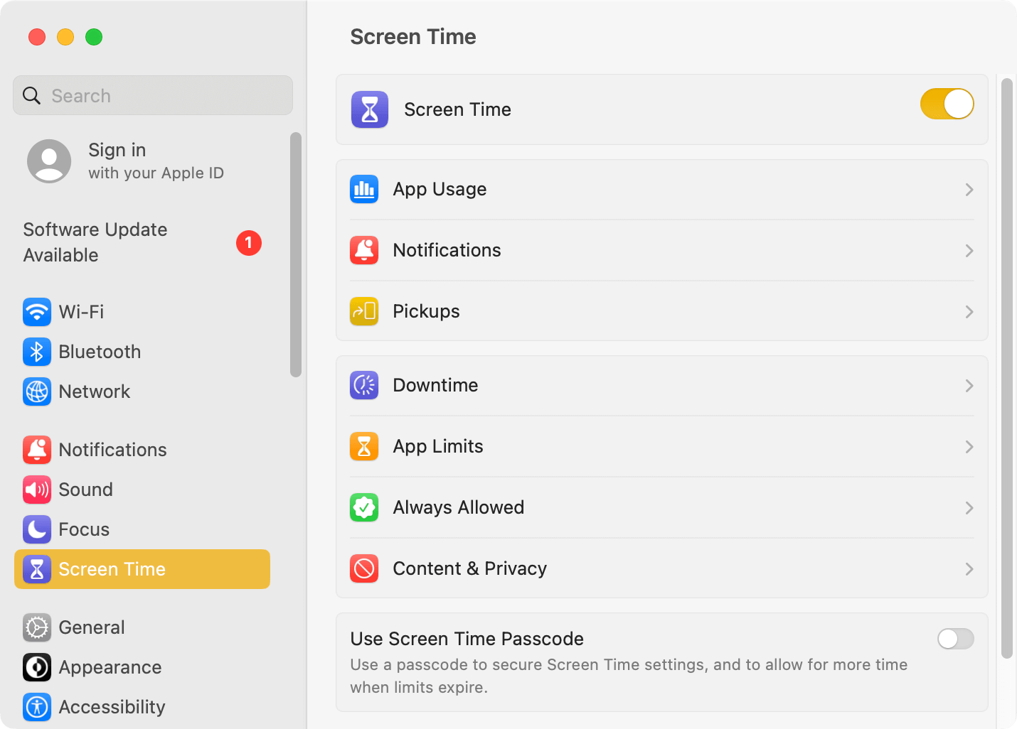 choose Screen Time