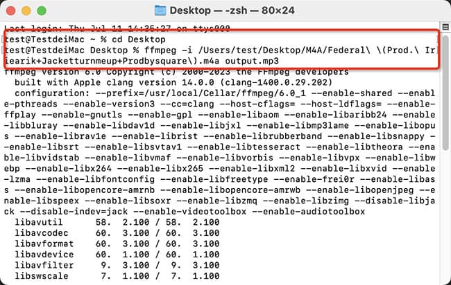 convert a single file command line
