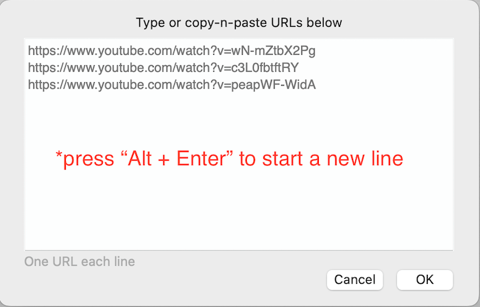 paste multiple urls