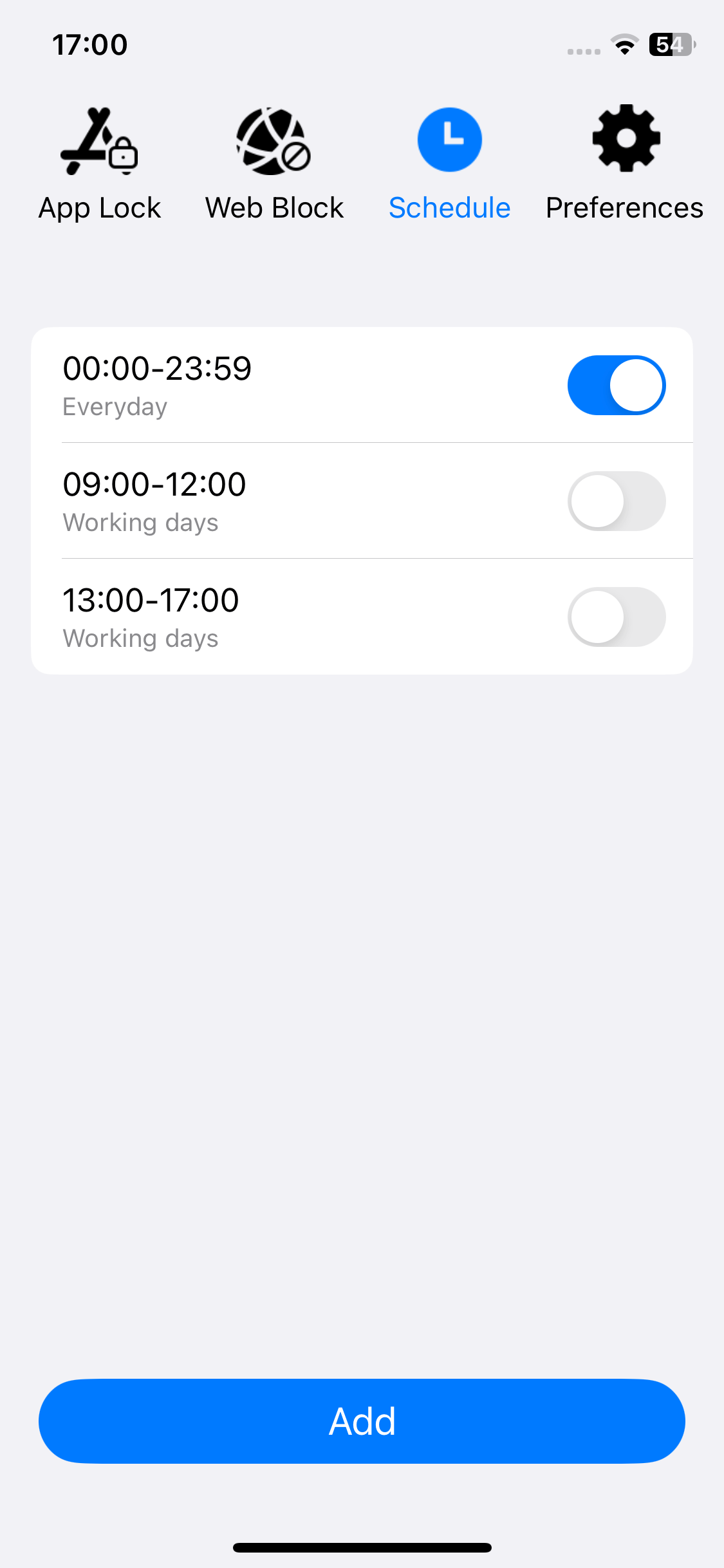 the Schedule tab