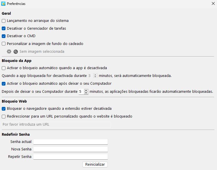 Janela de preferências