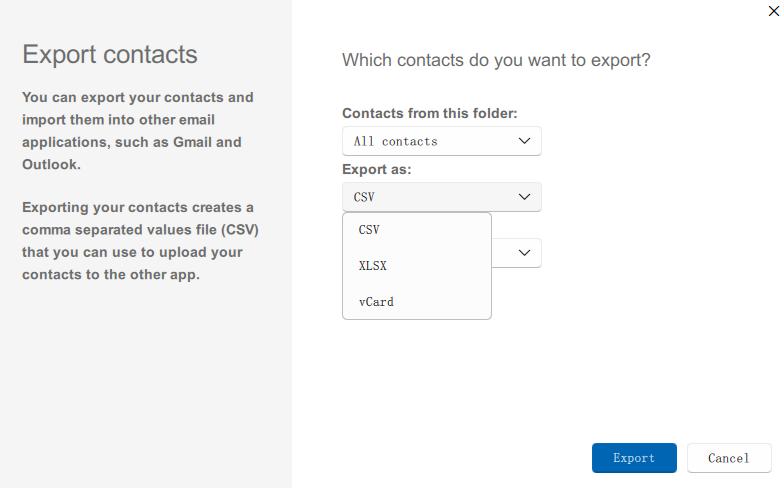 select export format