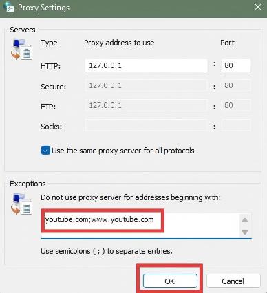 Exceptions section