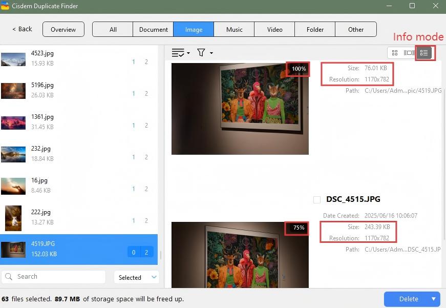 3 preview modes
