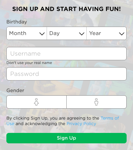 create a Roblox account for your child